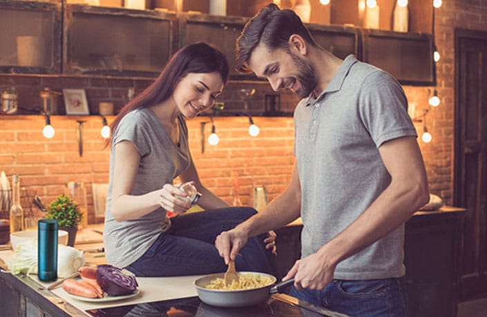 Couple cooking