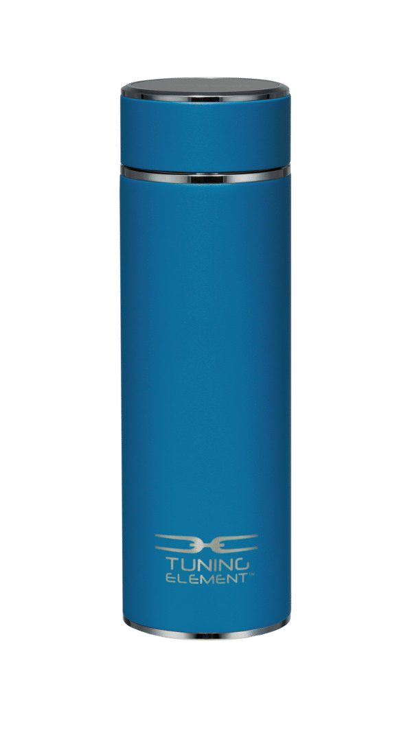 Aqua Tune Level 3 insulated water bottle with "Tuning Element" logo on a green background.